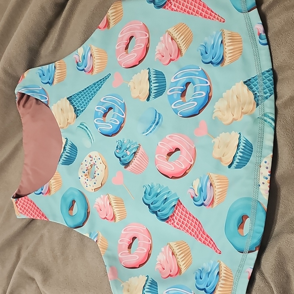 Colorful Ice Cream and Donut Print Workout Top